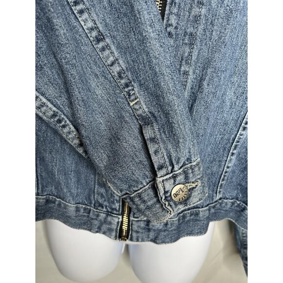 Lee Riveted Dungarees Denim Jacket Zipper Closure Faux Pockets Large Vintage - Picture 5 of 8